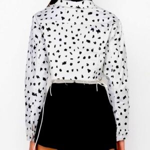 Akira Black & White Dalmatian Denim Cropped Jacket